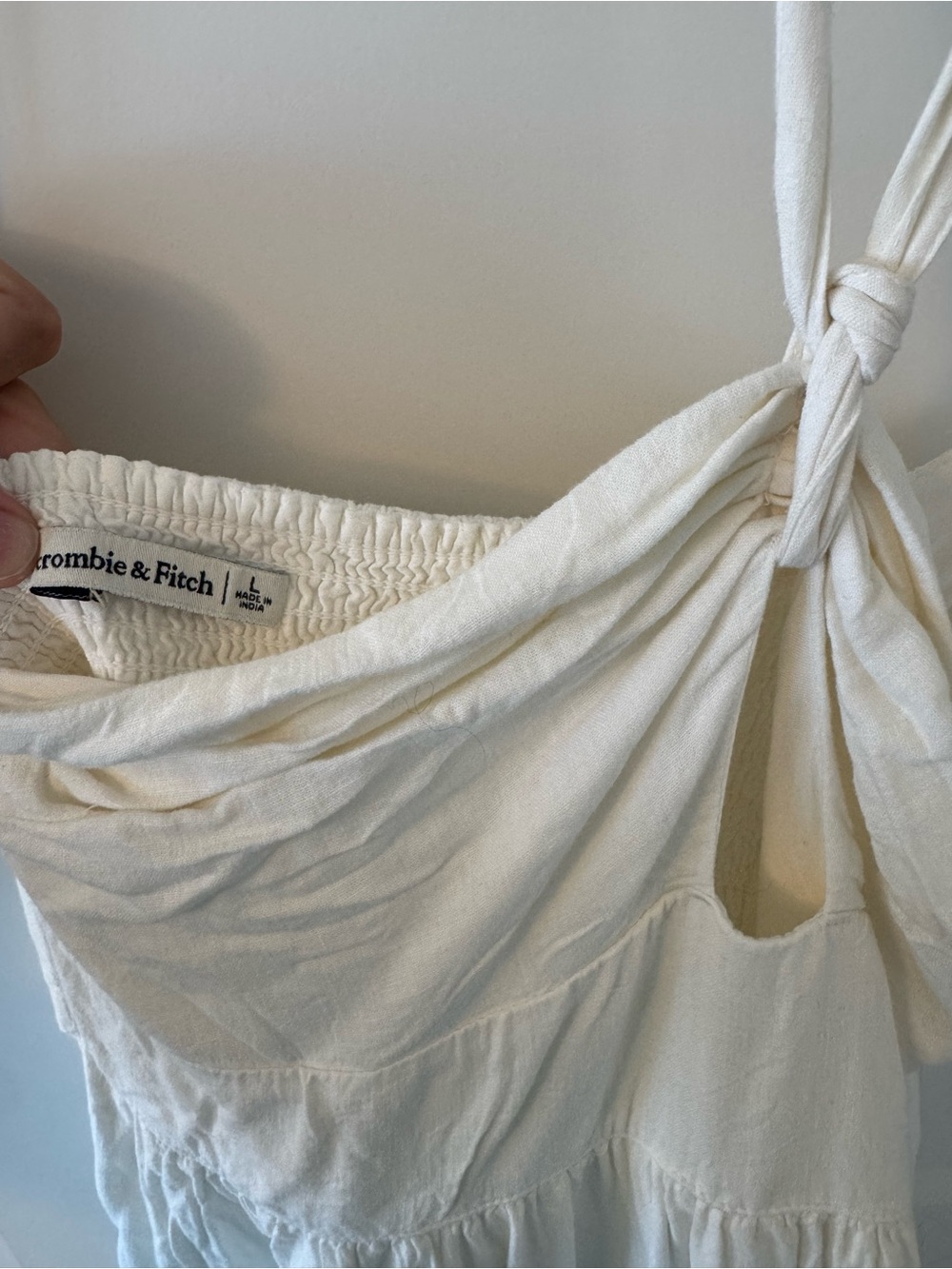 Abercrombie & Fitch White Halter-Tie Tiered Maxi Dress Size L - Picture 5 of 5